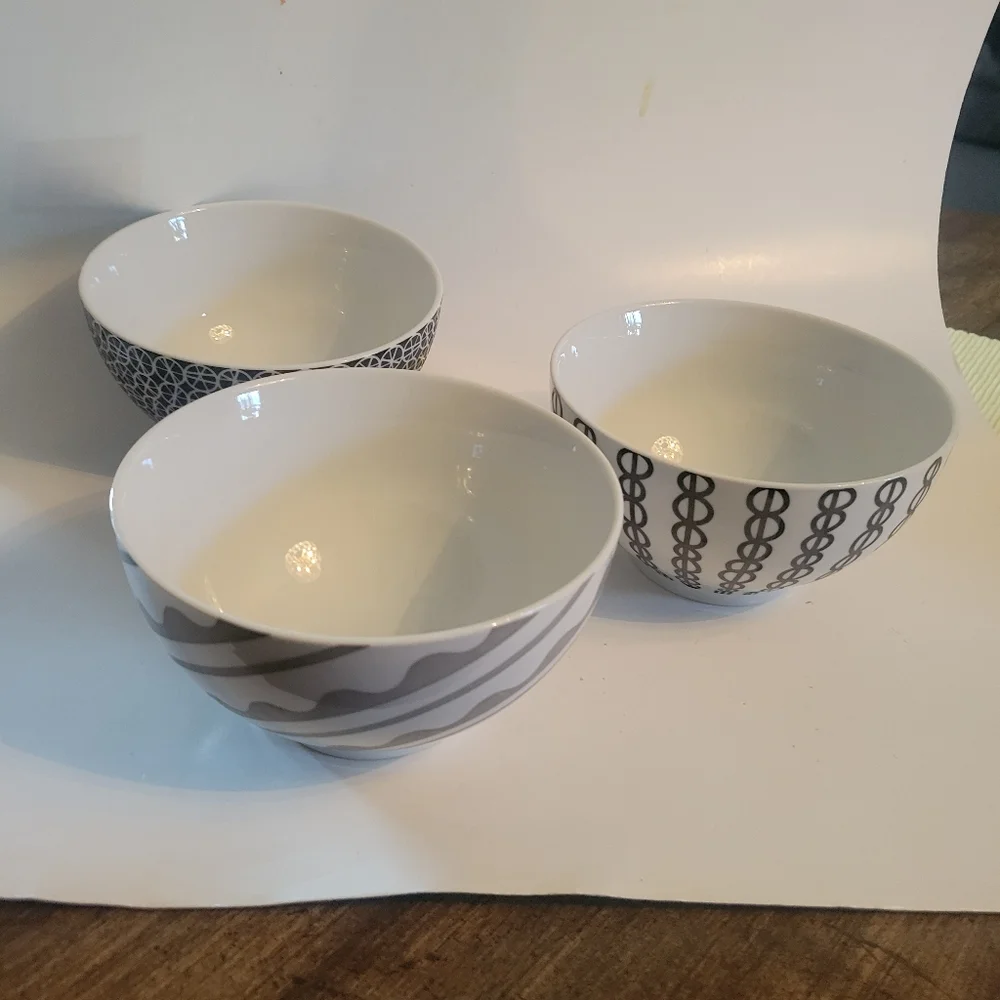 Set of Three CRATE & BARREL Patterned Bowls